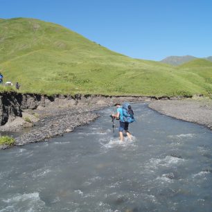 Brodění řeky Tushetis Alazani