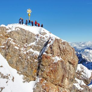 Vrchol Zugspitze, Wetterstein, Bavorské Alpy.