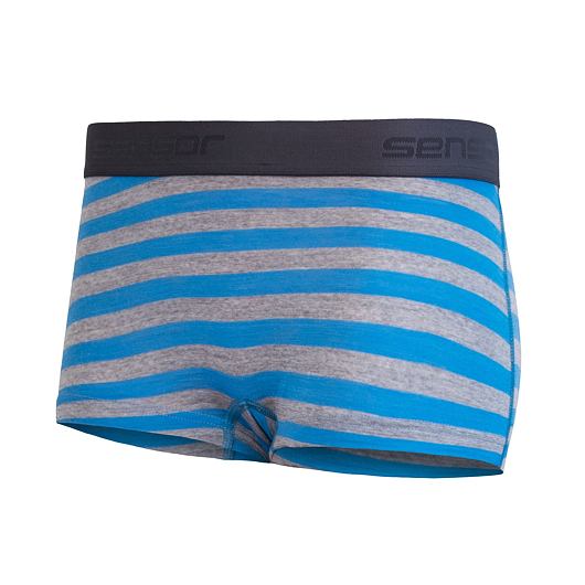 SENSOR MERINO ACTIVE DÁMSKÉ KALHOTKY S NOHAVIČKOU MODRÁ ŠEDÁ TENKÉ PRUHY