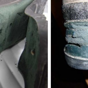 Podešev poškozená hydrolýzou. Pokud leží boty s tlumící vrstvou polyuretanu ve skříni, během 7-11 let budou na vyhození, i když nejsou moc používané. Může za to degradace polyuretanové vrstvy tzv. hydrolýzou.