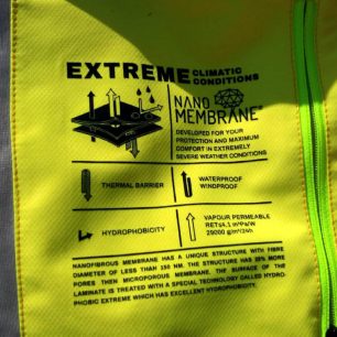 Parametry použitého materiálu bundy ALPINE PRO NAN