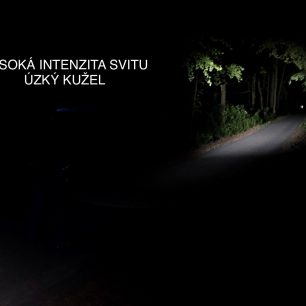 Vysoká intenzita svita a úzký kužel čelovky Ledlenser MH5.