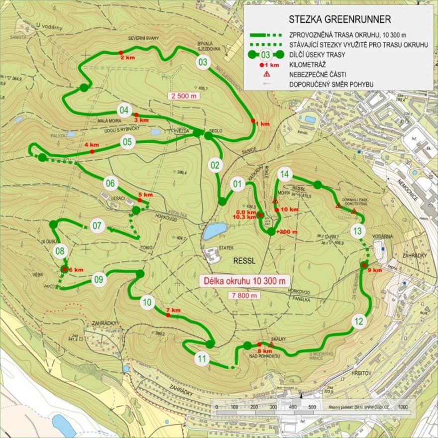 Stezka GreenRunner pro běžce a cyklisty v přírodním parku Resslu v Mostě.