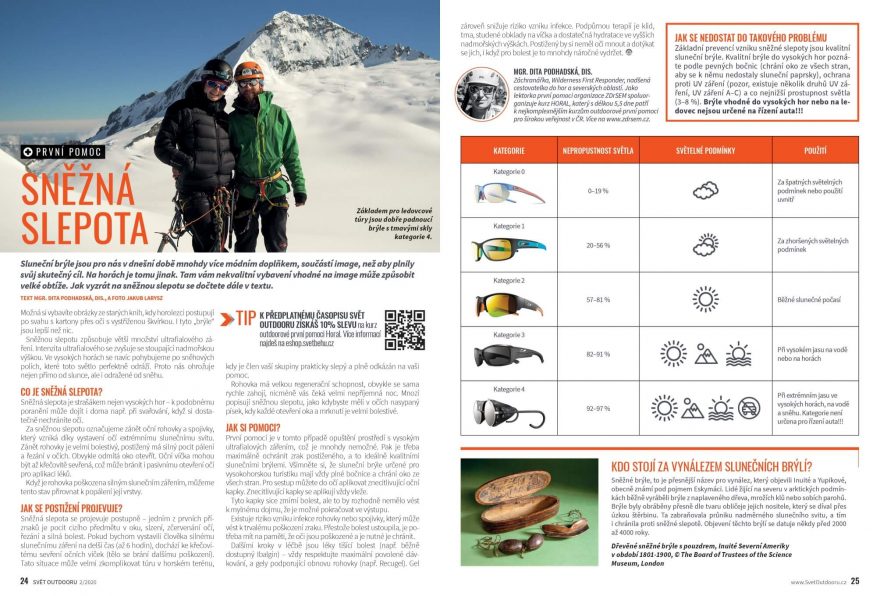 První pomoc: Sněžná slepota ve Světě outdooru 2/2020.