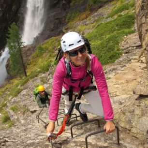 Ferata Klettersteig Lehner Wasserfall, Otztal, Alpy, Rakousko