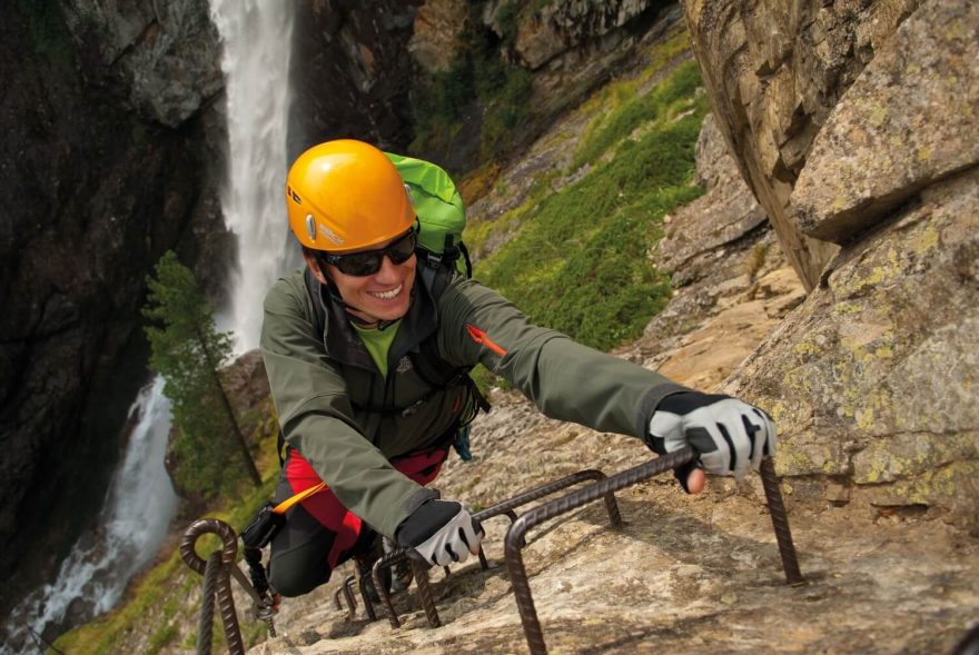 Ferata Klettersteig Lehner Wasserfall, Otztal, Alpy, Rakousko