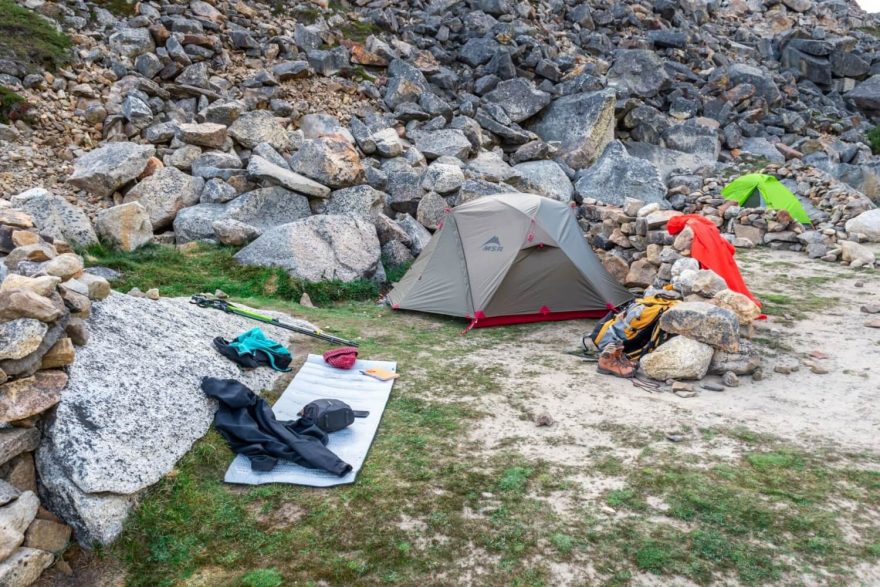 kemp Paso del Viento. Huemul Circuit, Patagonie