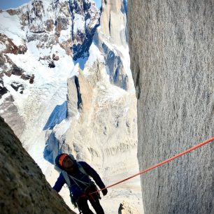 Horolezec Roger Schäli v Patagonii, 2020.
