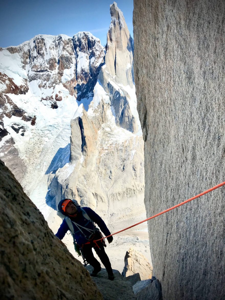 Horolezec Roger Schäli v Patagonii, 2020.