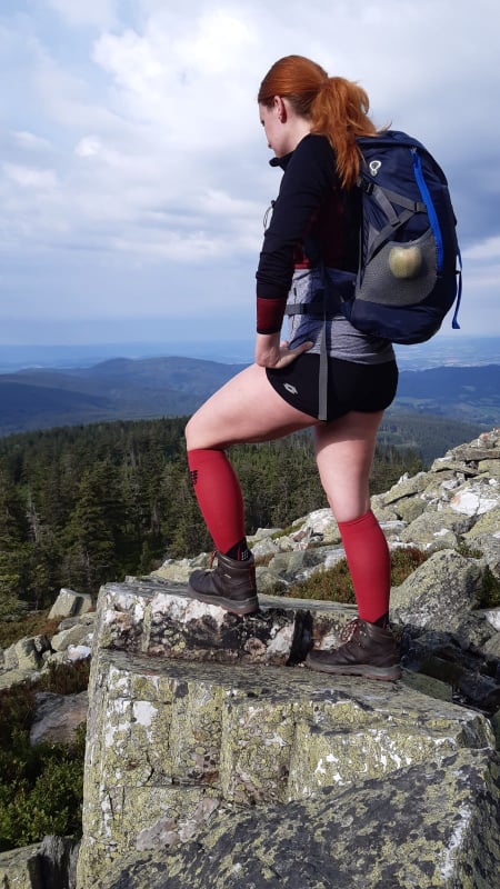 Podkolenky CEP Hiking Merino Copression Socks při přechodu Jeseníků