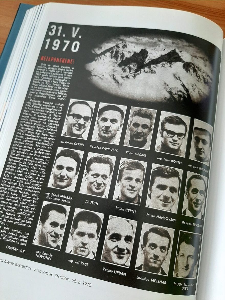 Medailonky všech členů expedice. Ukázka z knihy Peru 1970 čeští horolezci pod Huascaránem