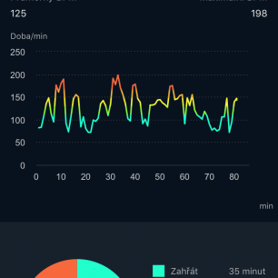 Detail srdečního tepu během aktivity znázorněný v aplikaci FitCloudPro.
