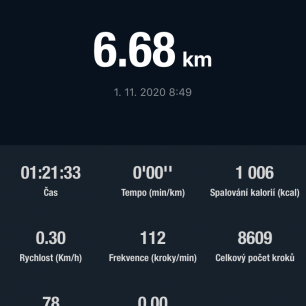 Záznam aktivity v aplikaci FitCloudPro.