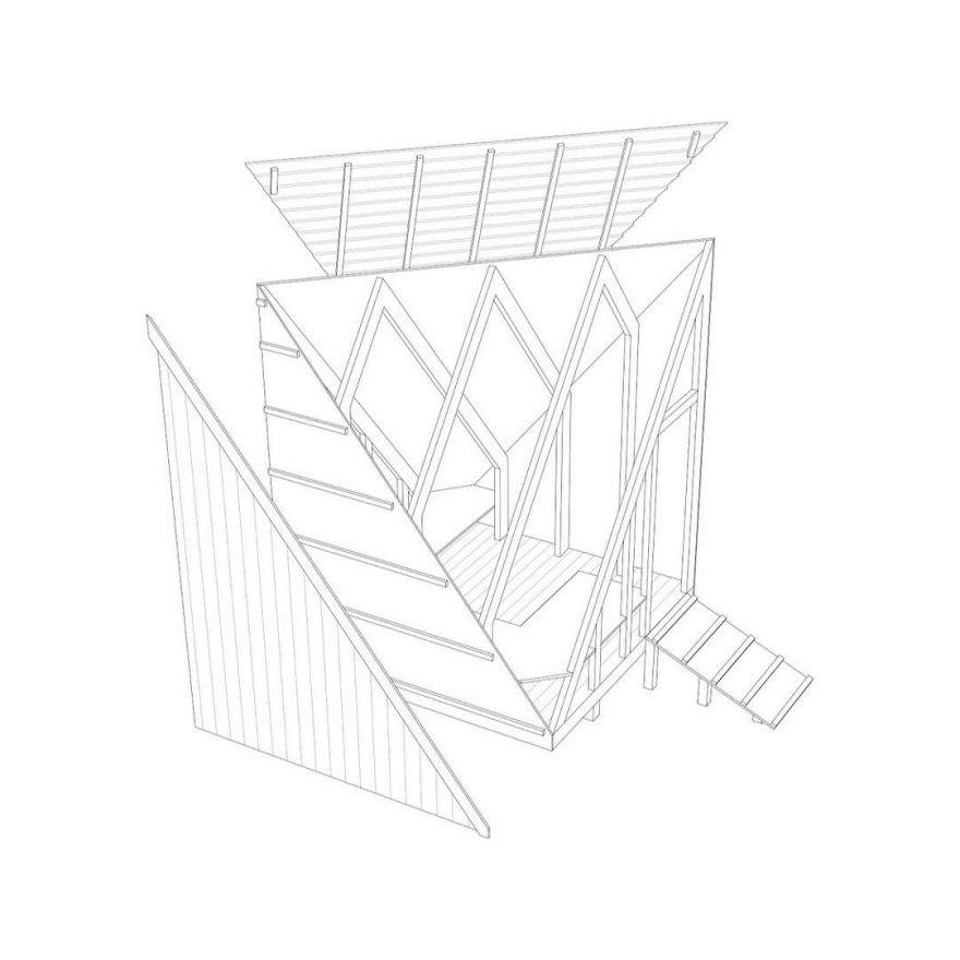 Vizualizace, Útulna STAN, Krkonoše, rozcestí Luboch nedaleko Harrachova.