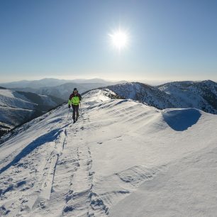 Stoupání po hřebeni na Králičku, Nízké Tatry, Slovensko