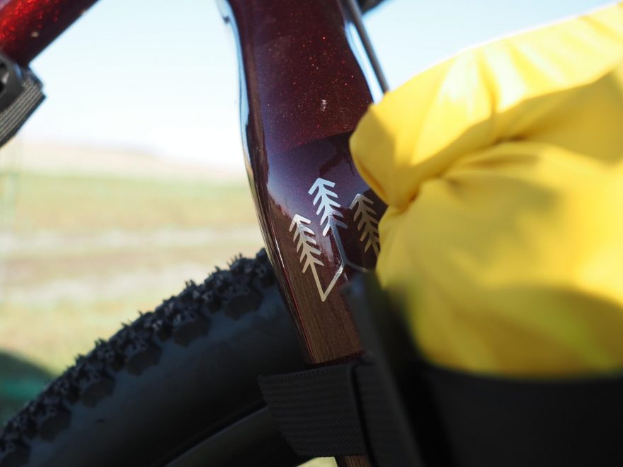 Detail polepu na karbonové vedlici Salsa Firestarter.