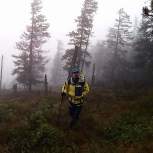 Testování ošetřených bot a bundy v podzimním sychravém počasí Krkonoš