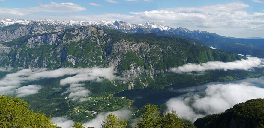 Vyhlídka na jezero Bohinj z Vogelu, Julské Alpy