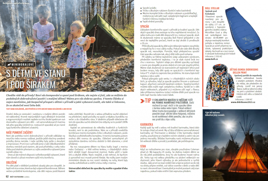 S dětmi ve stanu i pod širákem. Svět outdooru 2/2021.