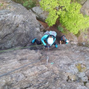 Nejtěžší varianta (D) feraty Vodní brána u Semil.