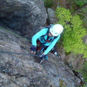 Nejtěžší varianta (D) feraty Vodní brána u Semil.