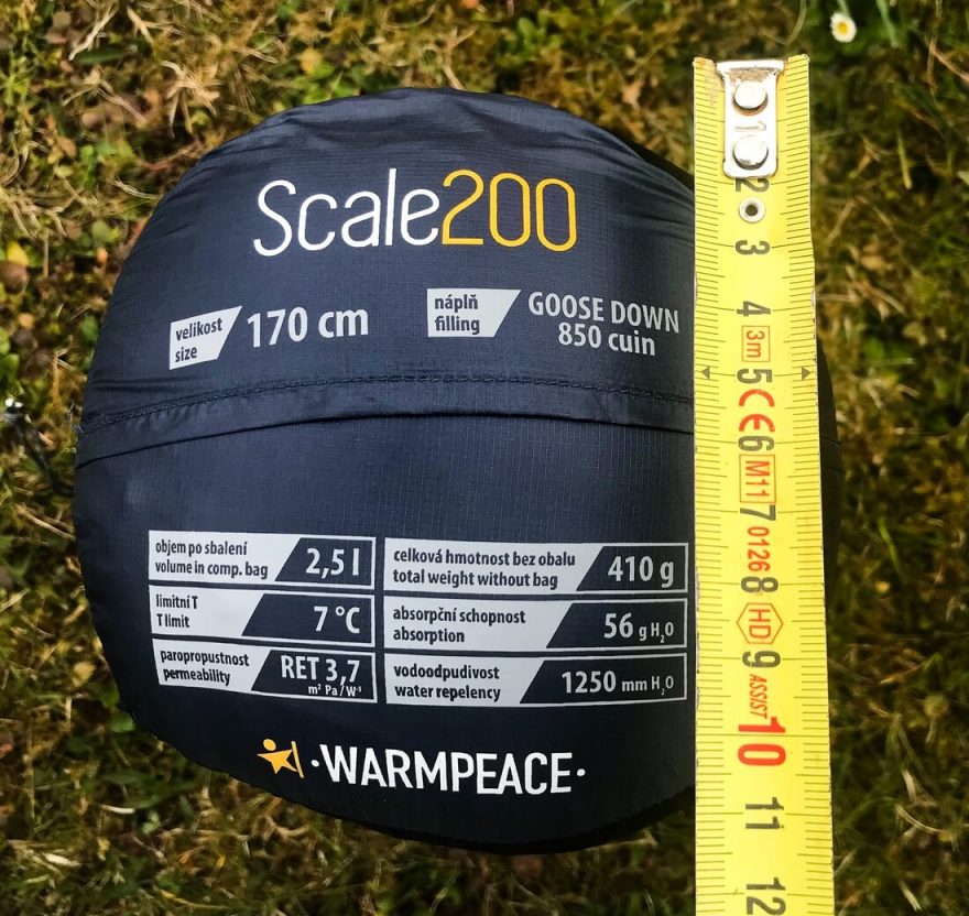 Průměr kompresního obalu spacáku Warmpeace SCALE 200