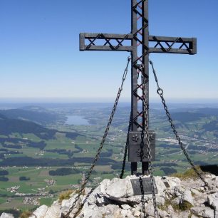Kříž na vrcholu Schober, Solná komora, Salzkammergut, rakouské Alpy