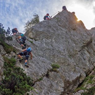 Via ferrata Katrin na stejnojmenný vrchol. Solná komora, rakouské Alpy