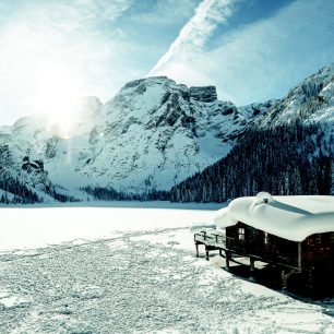 Zima v oblasti Tre Cime, Dolomity, italské Alpy