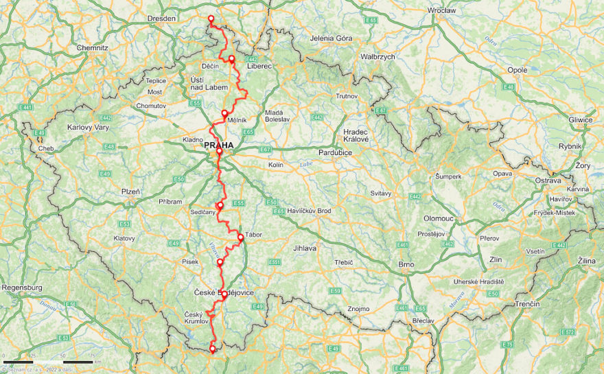 Cyklomapa stezky středozemím, Stezka středozemím, Via Czechia