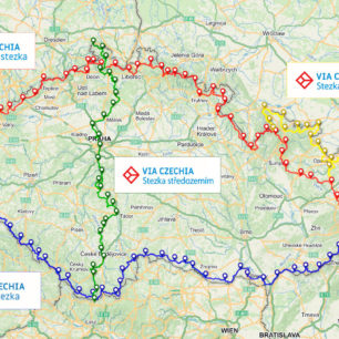 Mapa tras Via Czechia