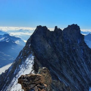 Náročný traverz čtyřtisícovek Schreckhorn a Lauteraarhorn ve Švýcarsku