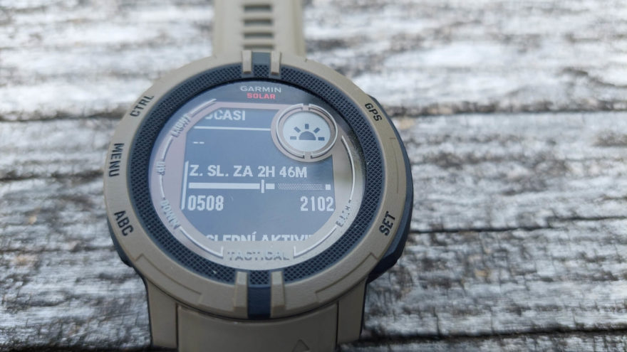 Východ, Západ slunce a zbývající čas - GARMIN INSTINCT 2 SOLAR TACTICAL EDITION