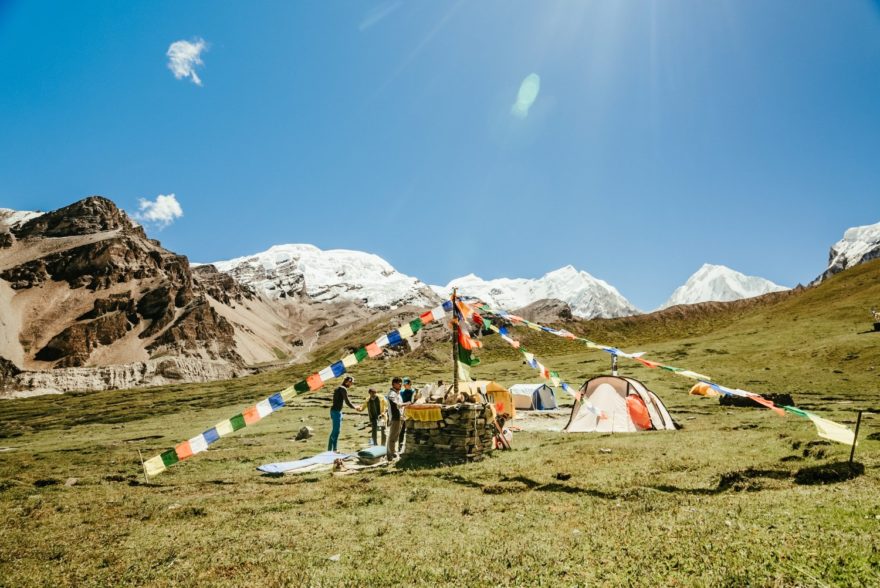 Kemp při expedici na vrchol Himlung Himal v Nepálu.
