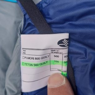 Vnitřní etiketa, označení a parametry - SIR JOSEPH TETON 560 QUILT