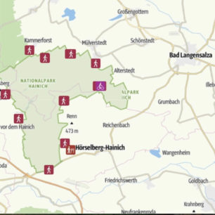 Mapa národnío parku Hainich a okolí, autor: openstreetmap
