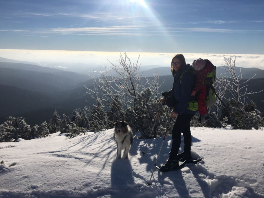 Výšlap na Zlaté návrší v zimě. Krkonoše.