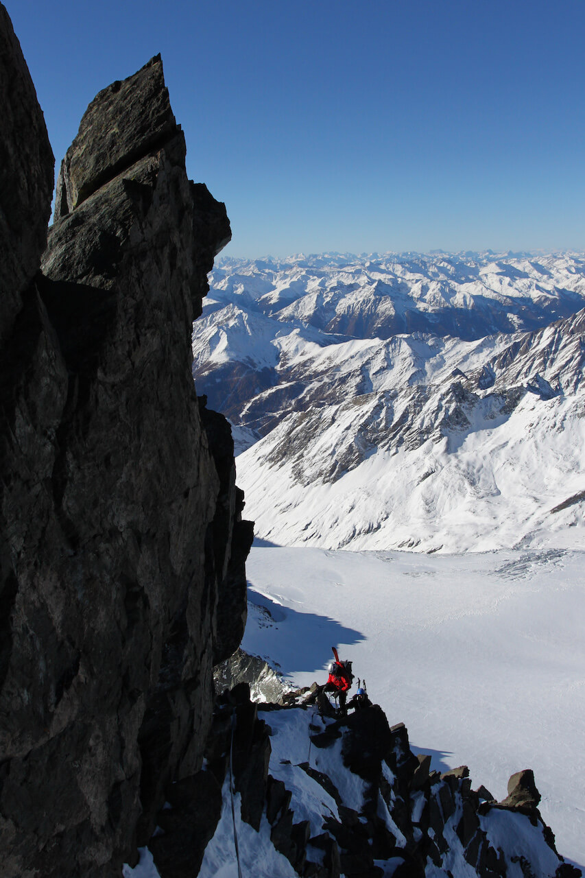 Vícedélka Stuedlgrat ve Vysokých Taurách, Grossglockner, Rakousko, Alpy
