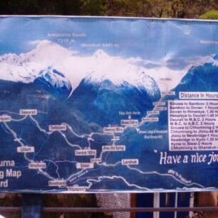 Mapa trasy ABC treku, Nepál