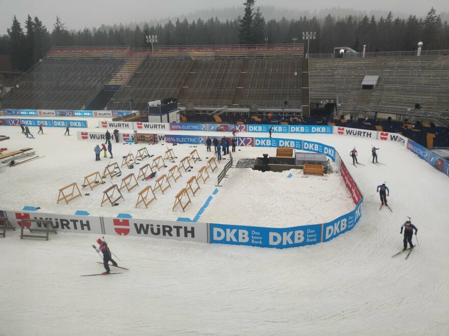 Trénink českých biatlonistů na mistrovství světa