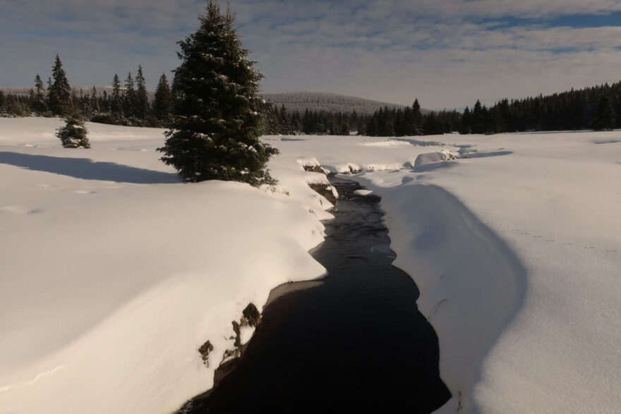 Kobylí louka, místo zaniklé obce Velká Jizera. Jakuszyce, Foto Petr Greif
