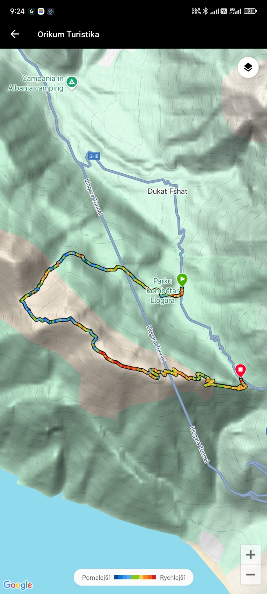 Barevně rozlišené úseky vašich cest dle rychlosti může na první pohled usnadnit čitelnost terénu