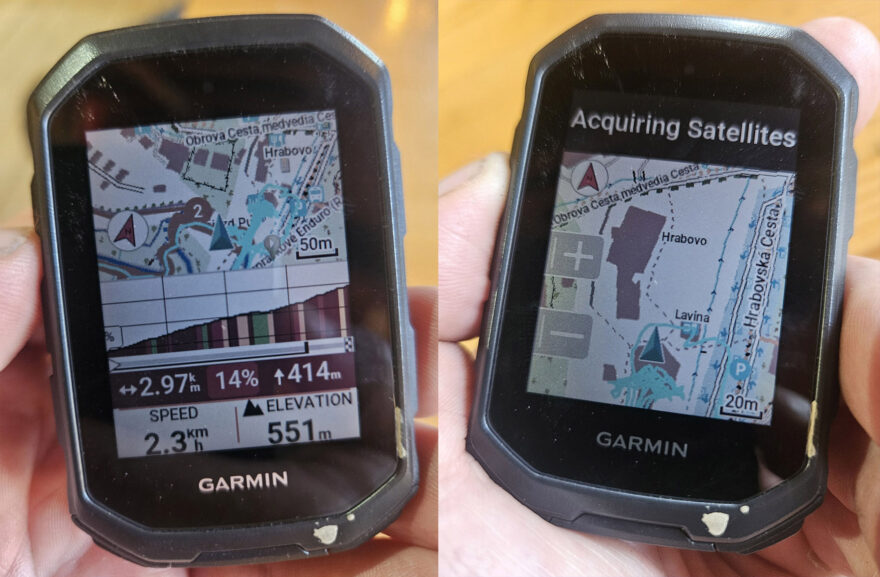 Kombinace profilu stoupání a mapy versus samotné mapy na Garmin EDGE MTB