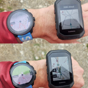 Mapování v hodinkách Suunto a v Garmin EDGE MTB, Garminovi je možné vytknout displej