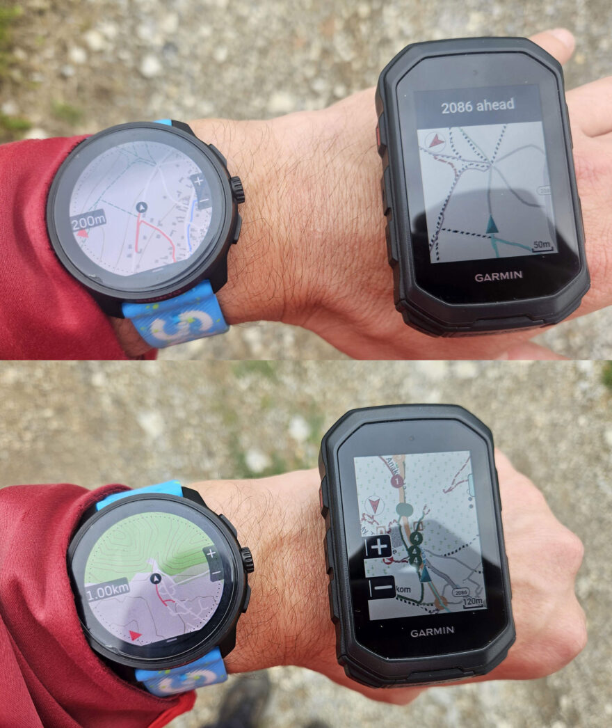 Mapování v hodinkách Suunto a v Garmin EDGE MTB, Garminovi je možné vytknout displej