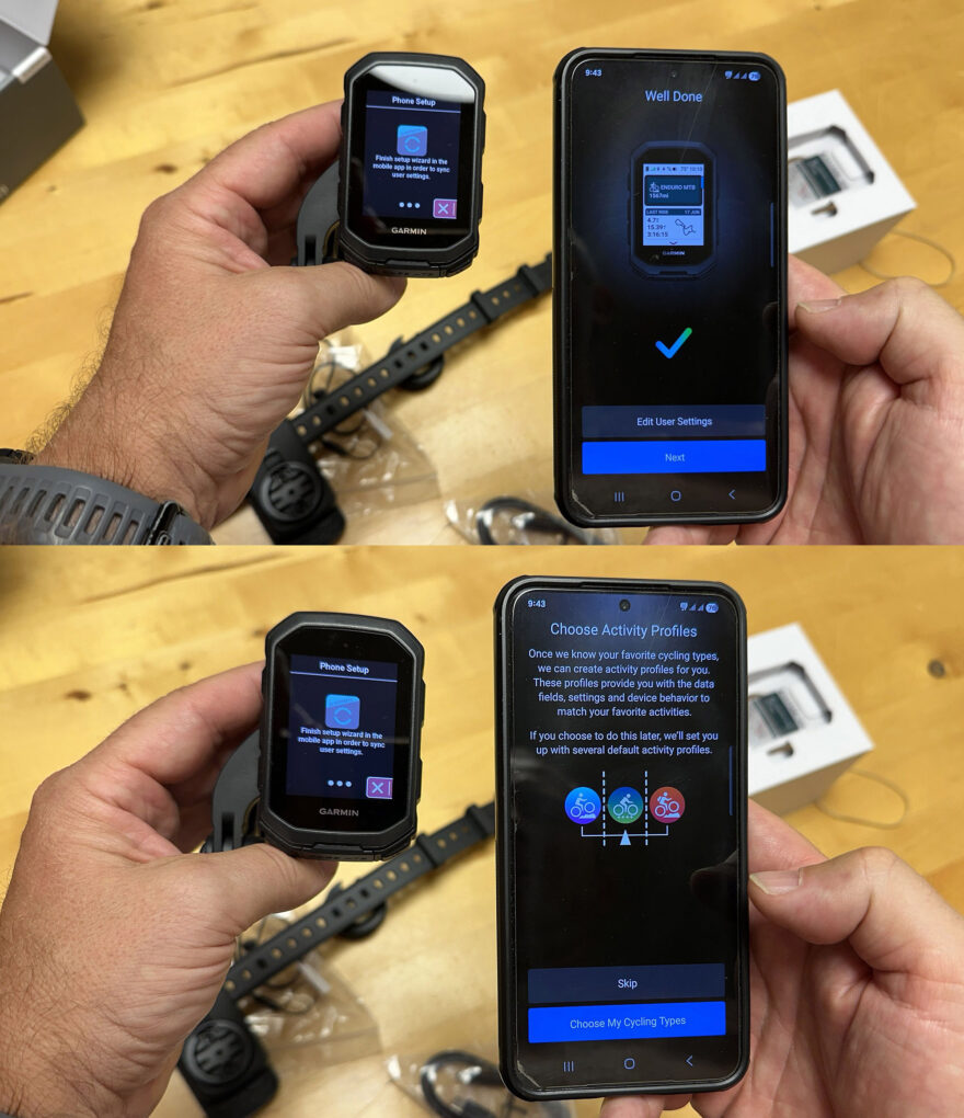 Základní spárování s aplikací Garmin Connect na Android telefonu bylo bezproblémové a rychlé
