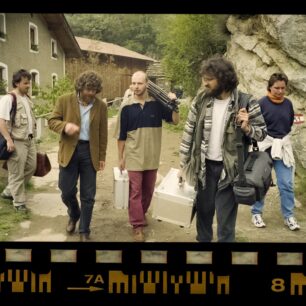 Natáčení seriálu Svět podle Reinholda Messnera. Petr horký a Reinhold Messner v roce 2002 na hradě Juval.