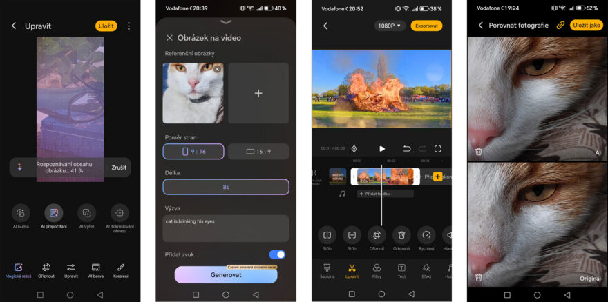 Galerie oplývá nástroji pro běžné úpravy, filtry, AI vylepšení, tvorbu videa z fotky, plnohodnotný střihací video nástroj, i funkci pro porovnávání více záběrů.