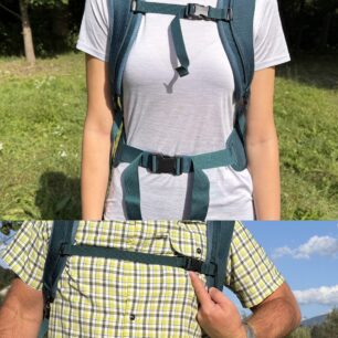 Hrudní popruh je dostačující na menší a střední obvody hrudníku, od středních výše je jeho maximální délka na hraně nebo nedostačující