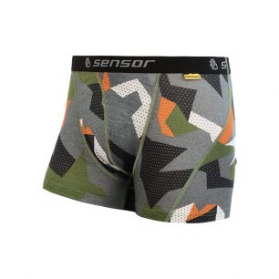 SENSOR MERINO IMPRESS pánské trenky černá camo